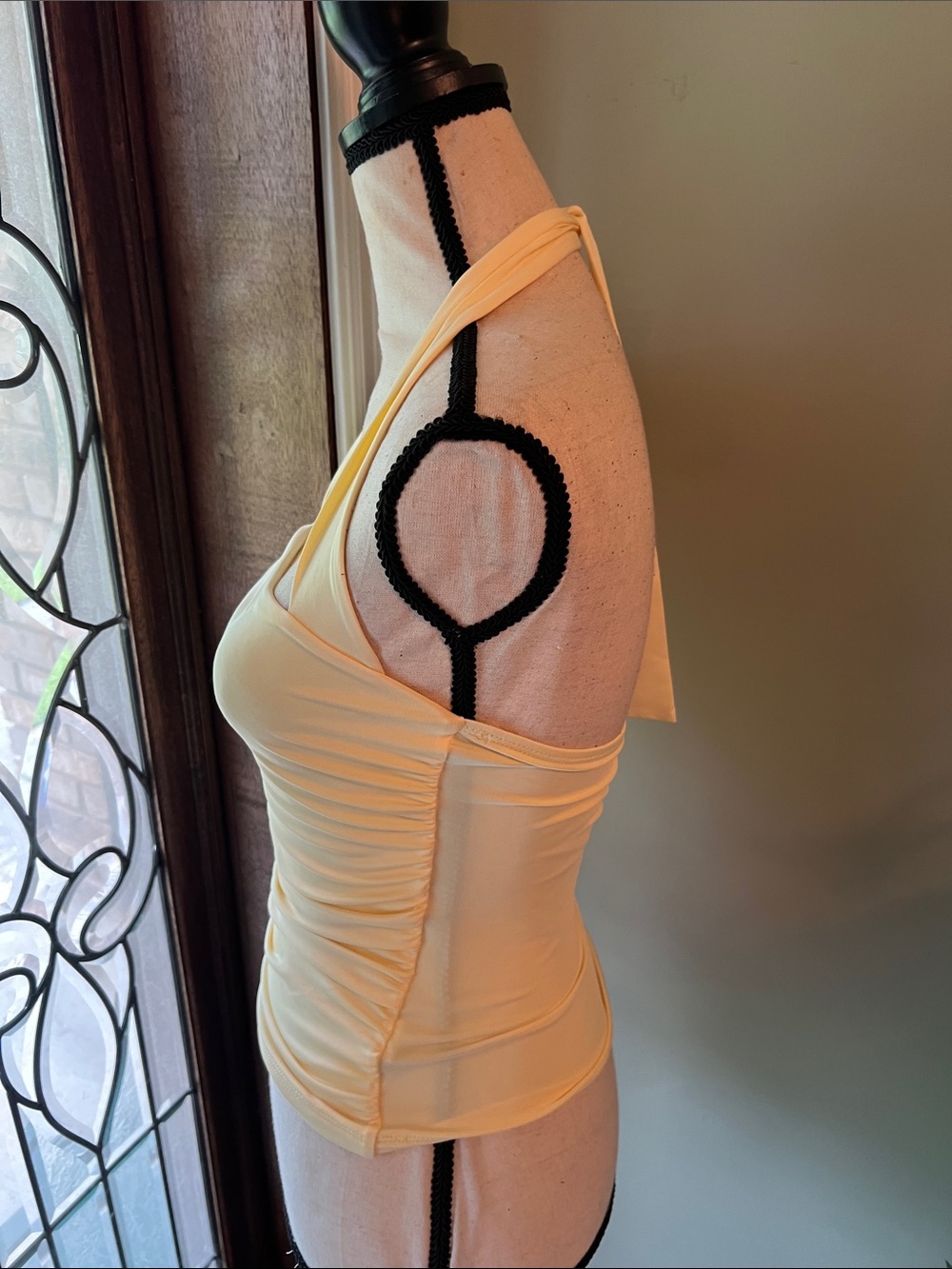 Buttercup Yellow Halter Ruched Tank - Picture 4 of 8